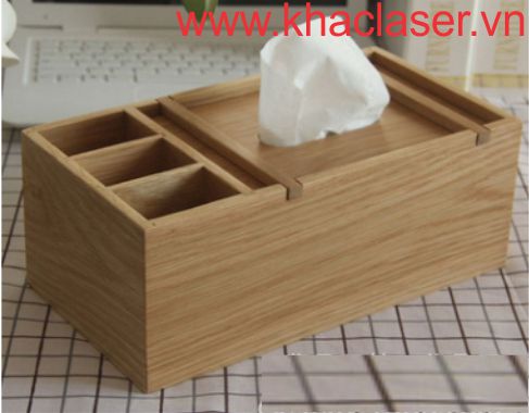 Hộp khăn giấy bằng gỗ, hộp khăn giấy để bàn bằng gỗ khắc laser logo làm quà tặng